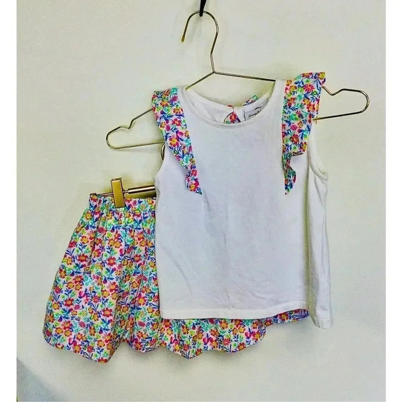 Tommy Bahama Gils White Multi Flutter Sleeve Top And Skirt Set 2 Piece Size 6 - Picture 1 of 15
